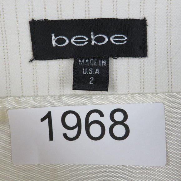 bebe* Women's Fully Lined Side Zipper Pinstripe Box Pleated Skirt~ Size 2 - Picture 3 of 10